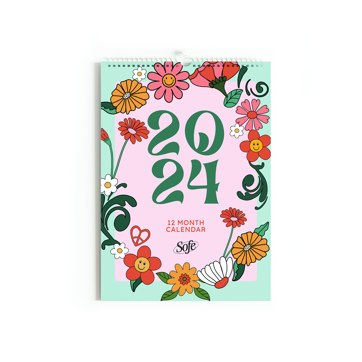 Sofe Store A3 Blue Flower Garden 2024 Calendar