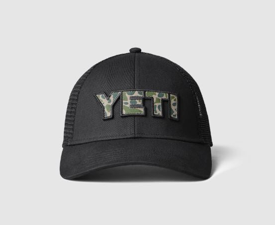 Yeti Camouflage Logo Badge Trucker Cap Black