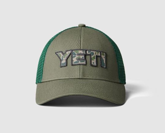 Yeti Camouflage Logo Badge Trucker Cap Olive
