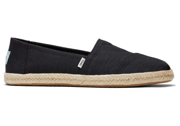 TOMS Womens Recycled Cotton Rope Espadrille Black
