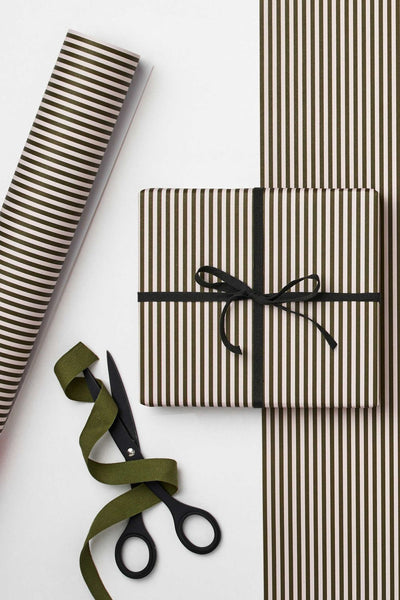 Kinshipped Thin Green Stripe Gift Wrap