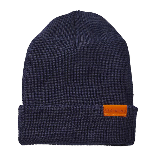 Red Wing Shoes Merino Wool Knit Beanie Hat - Navy