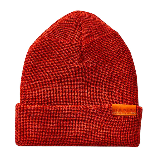 Red Wing Shoes Merino Wool Knit Beanie Hat - Rust
