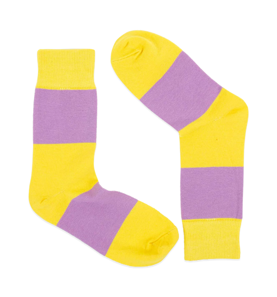 Afroart Striped Cotton Socks, Yellow & Lilac