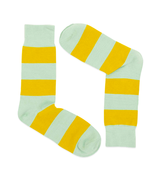 Afroart Striped Cotton Socks, Mustard & Turquoise
