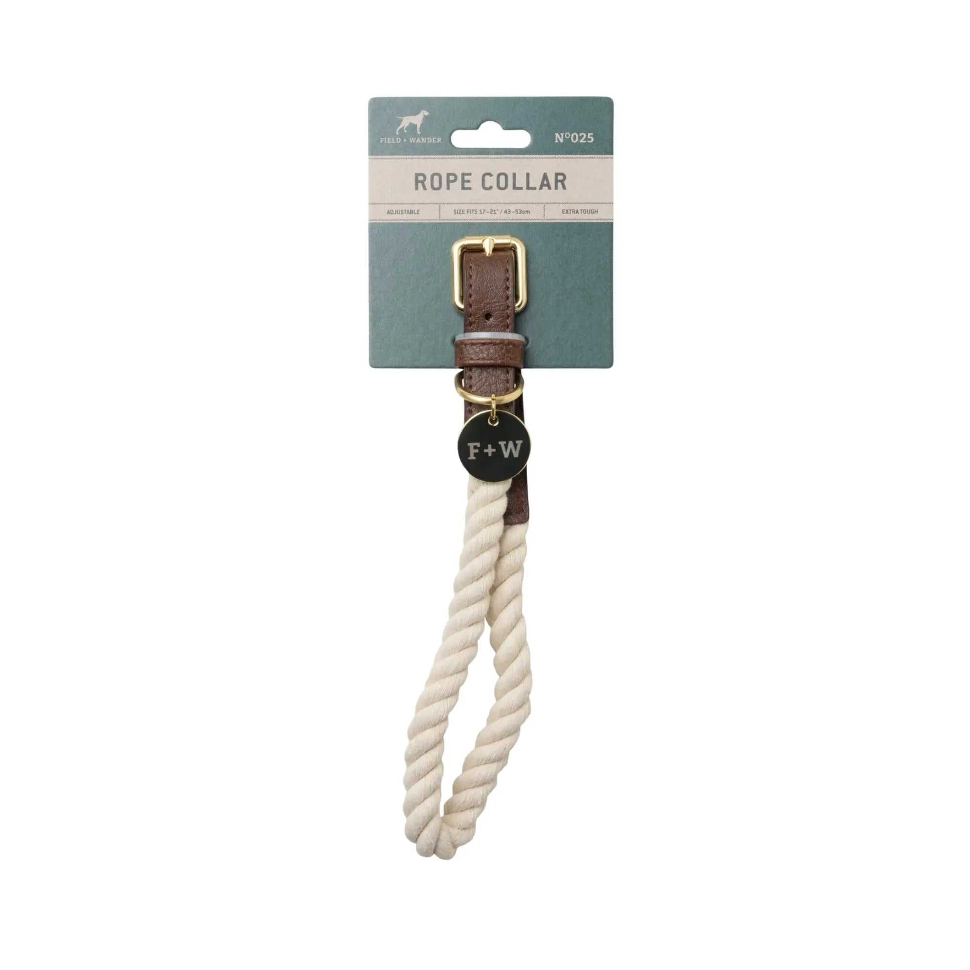 Field + Wander Rope Dog Collar - Natural / Green