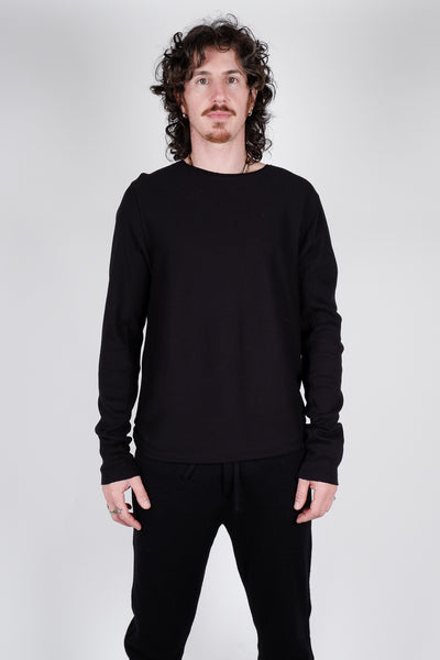 Hannes Roether Ribbed Cotton L/S T-Shirt Black
