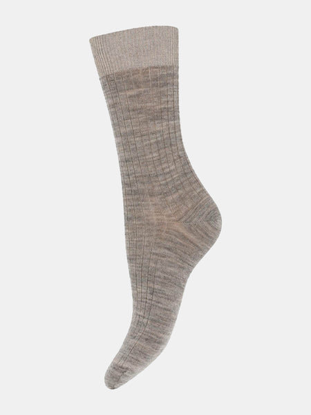 mp Denmark Erina Wool Rib Socks - Light Grey Melange