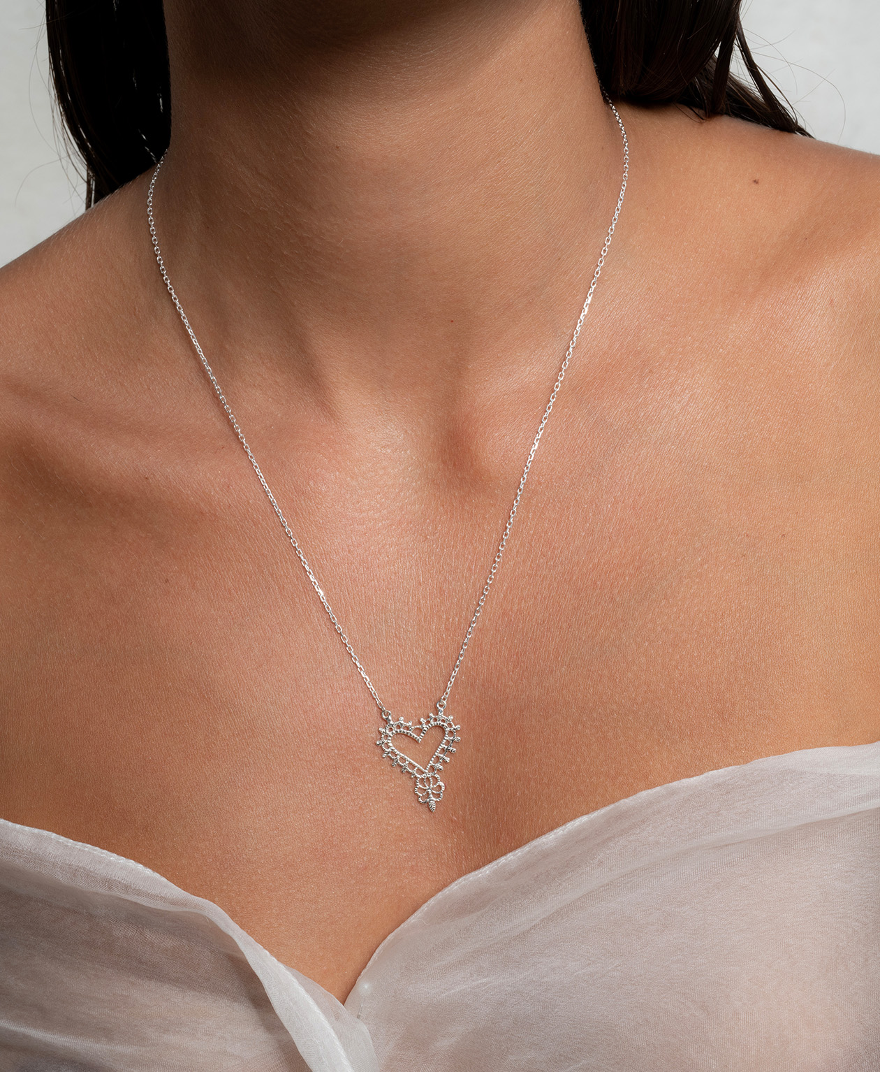 Zoe and Morgan  Silver Heart Necklace