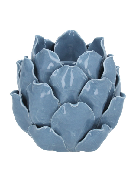 Gisela Graham Blue Porcelain Artichoke Tea Light Holder