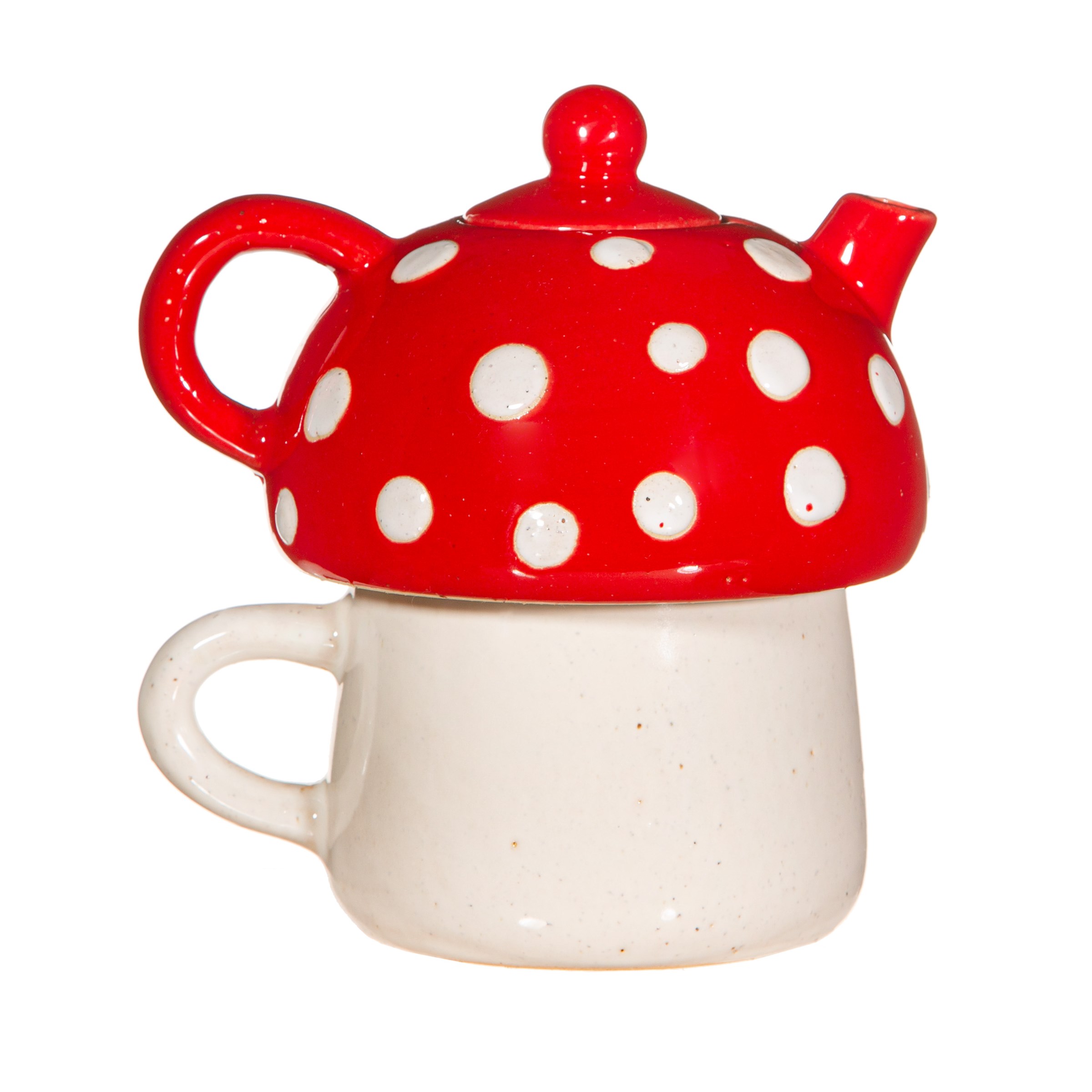 Sass & Belle  Red Mushroom Tea For One Teapot