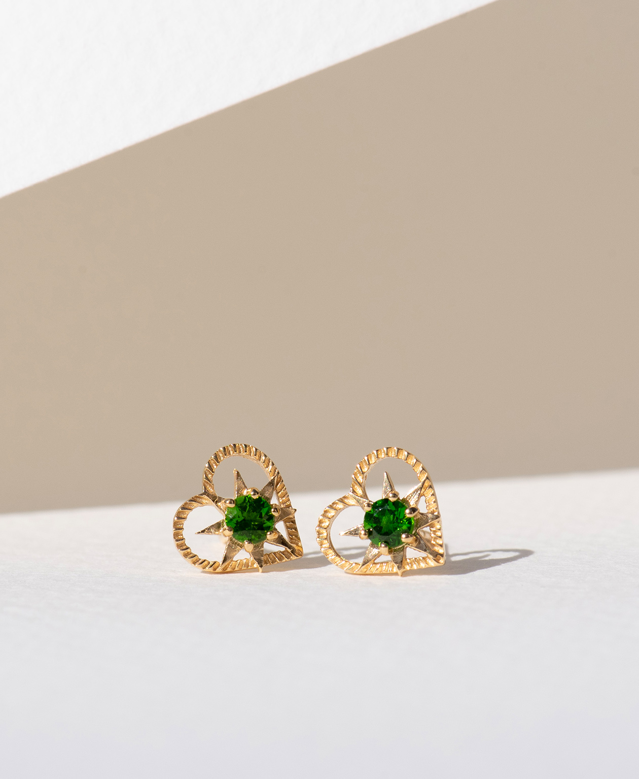 Zoe and Morgan  Kind Heart Gold Chrome Diopside Earrings