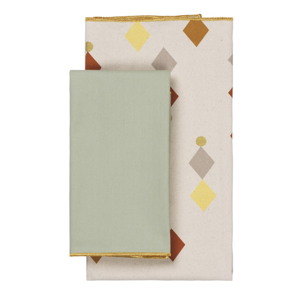 FABELAB Fabric Gift Wrap 2-pack - Diamond / Eucalyptus