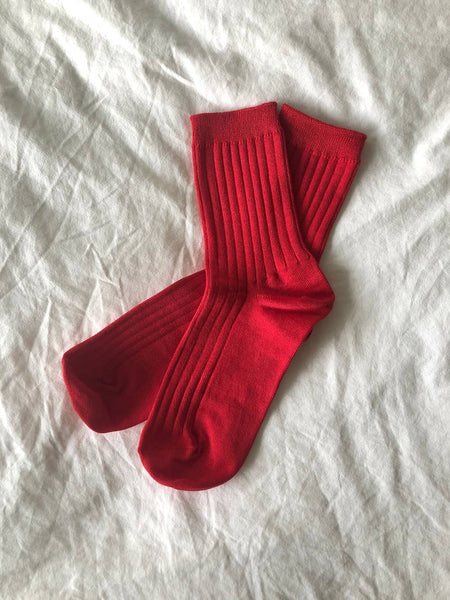 Le Bon Shoppe Her Socks - Mercerized Combed Cotton Rib: Classic Red