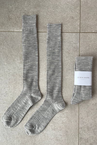 Le Bon Shoppe Schoolgirl Socks - Merino Wool Blend: Grey Melange