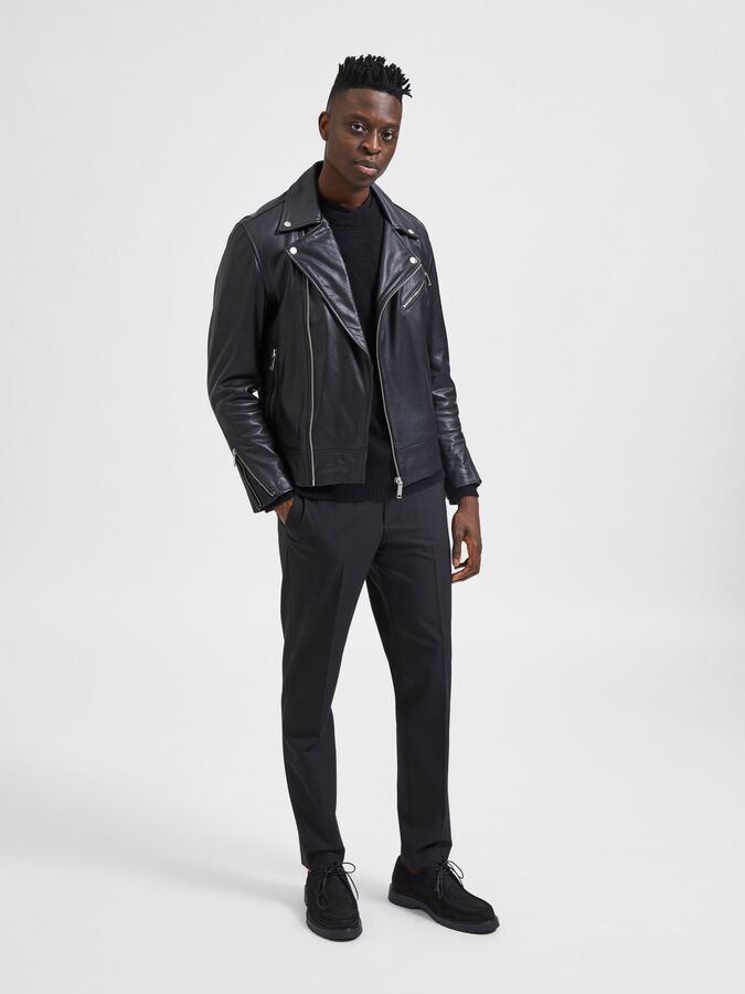 Selected Homme Leather Biker Jacket, $395 | Asos | Lookastic