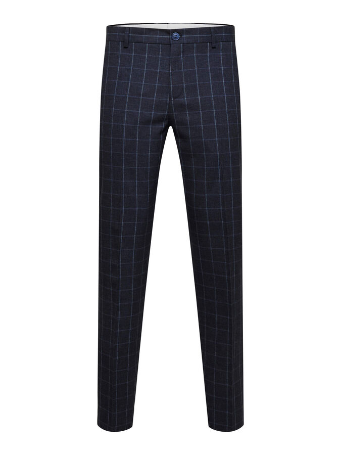Selected Homme Slim Oasis Linen Navy Check Trs
