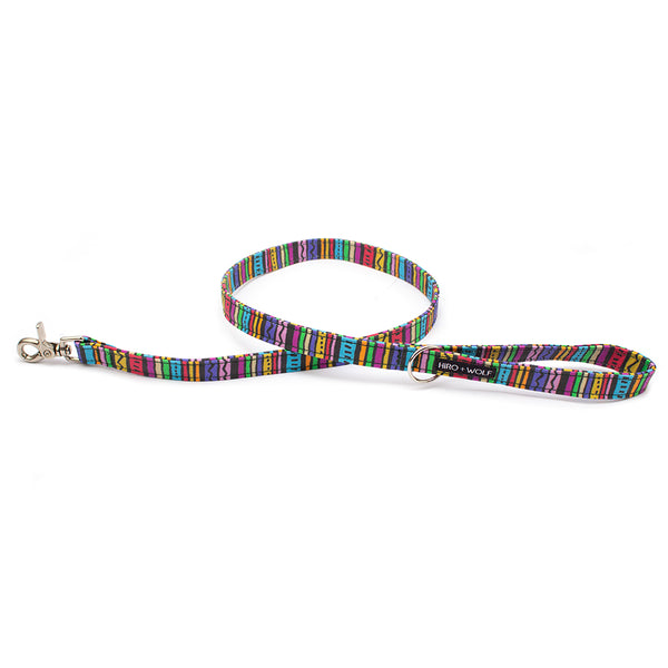 Hiro + Wolf Rainbow Stripe Leather Free Classic Dog Lead