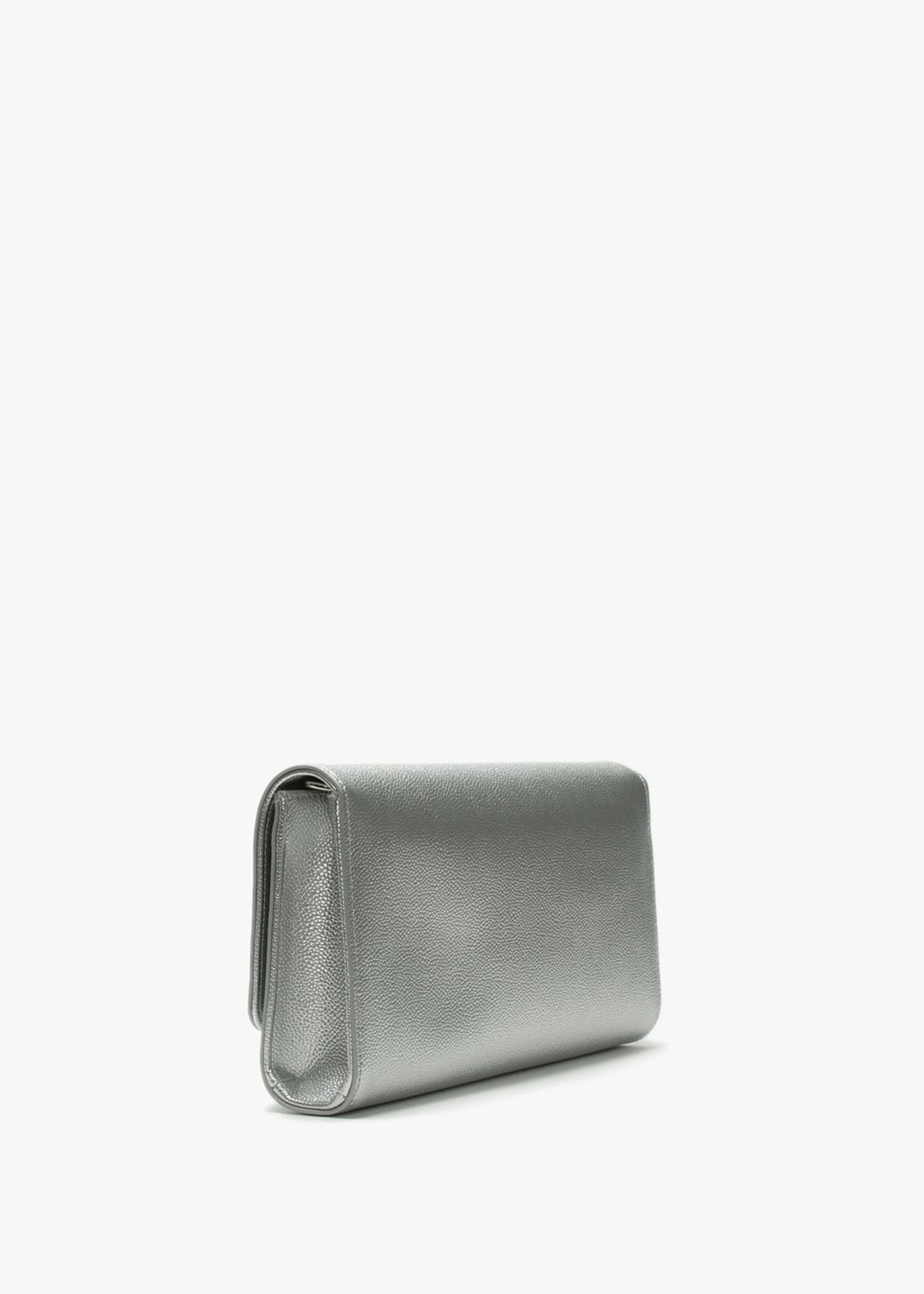 Valentino Divina Silver Pebbled Clutch Bag
