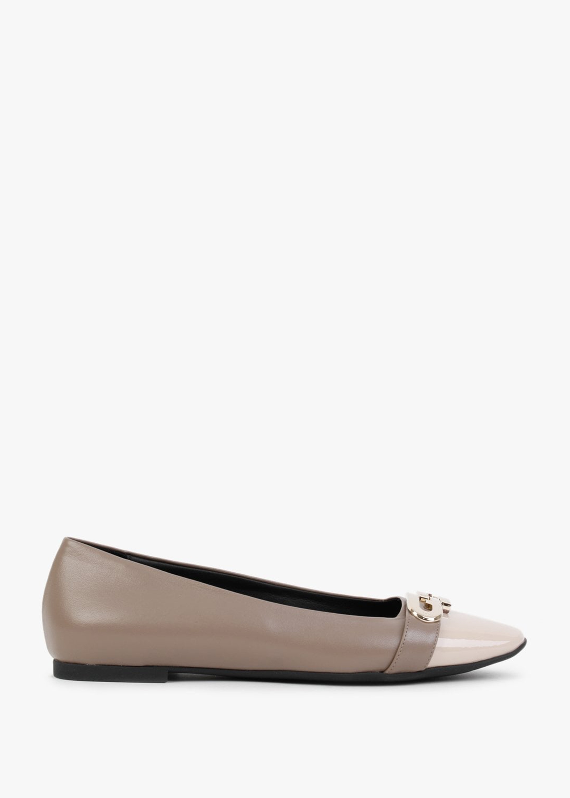 Furla Chain Taupe Leather Ballerina Pumps