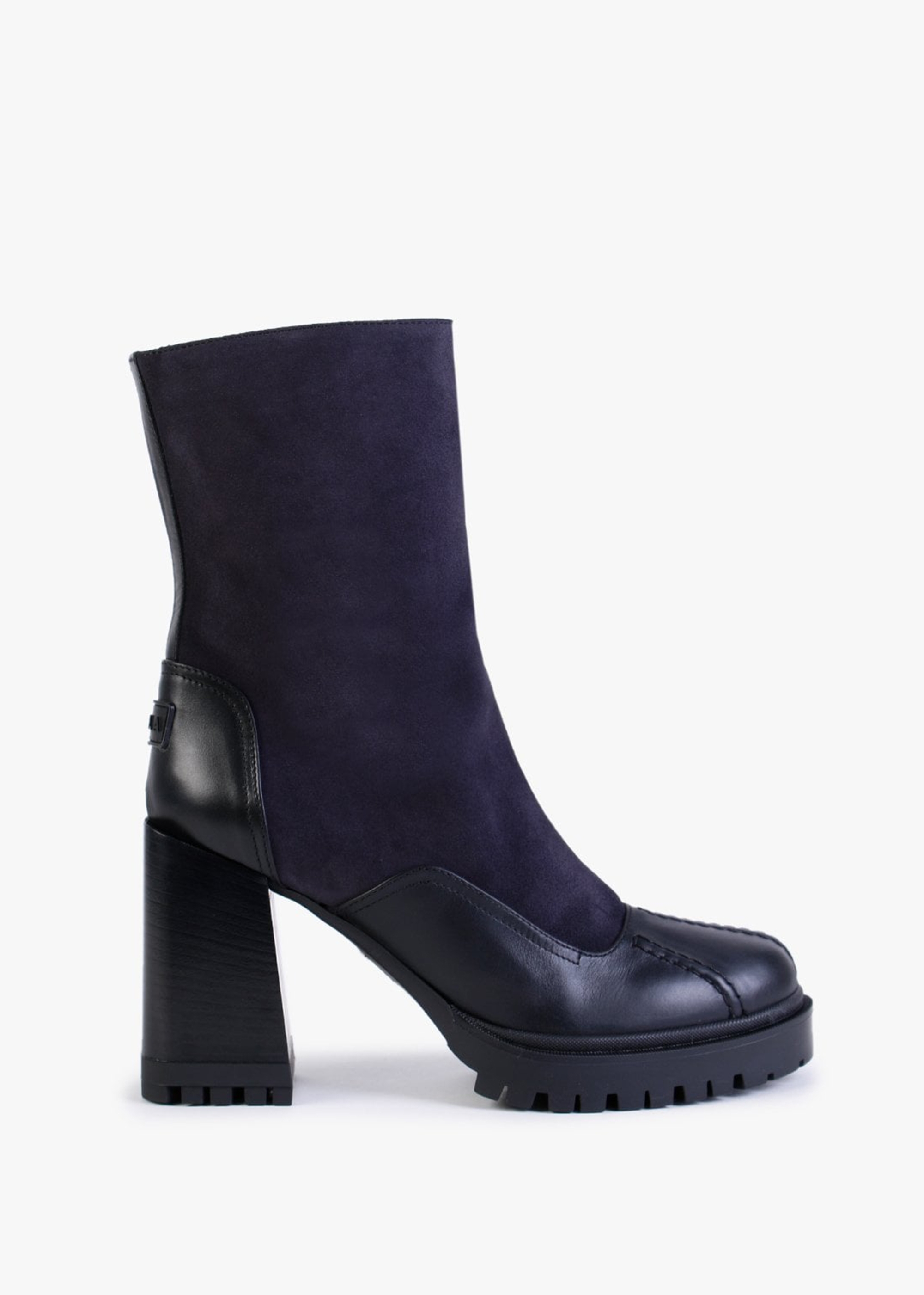 Furla Climb Mid Length Grafite Nero Suede Block Heel Platform Boots