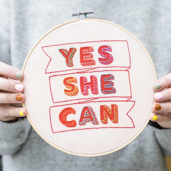 Cotton Clara 'yes She Can' Embroidery Hoop Kit