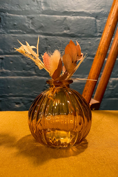 Grand Illusions Pumpkin Amber Glass Vase