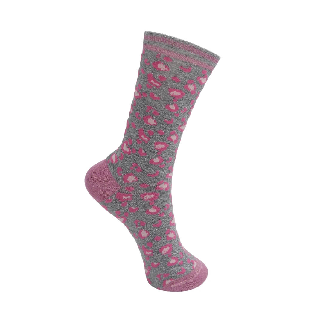 Black Colour Leo Socks Grey/pink