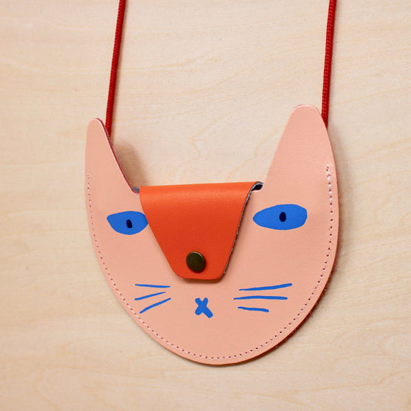 Ark Colour Design Cat Pocket Purse In Pink/ Orange