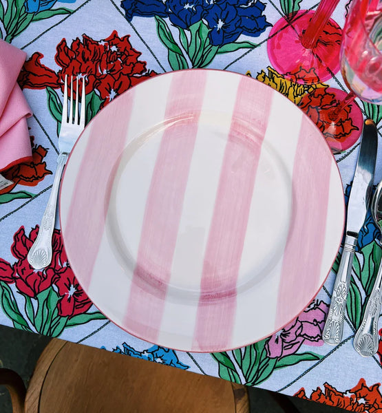 Anna + Nina Stiped Posy Dinner Plate Pink - Trouva