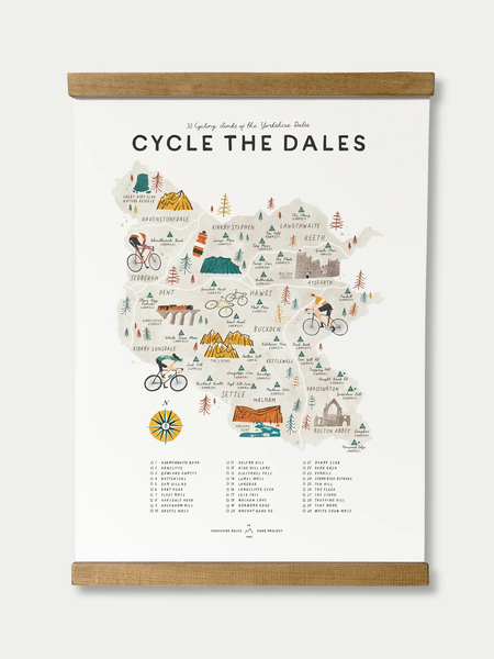 Oldfield design co Cycle The Dales Poster with Hanger