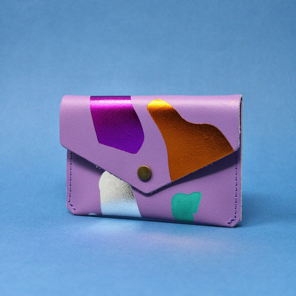 Ark Colour Design Lilac Abstract Leather Popper Purse