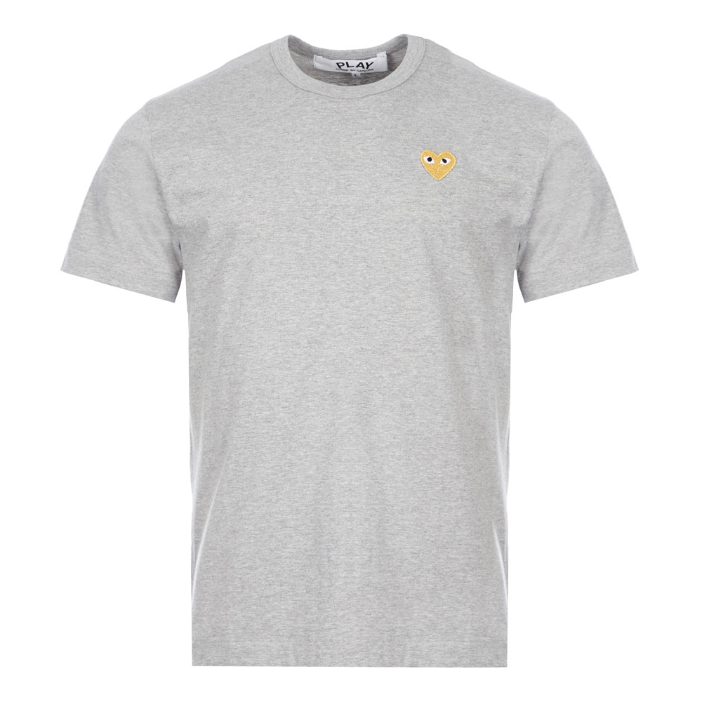 Comme Des Garcons Play Gold Heart Logo T-Shirt - Grey