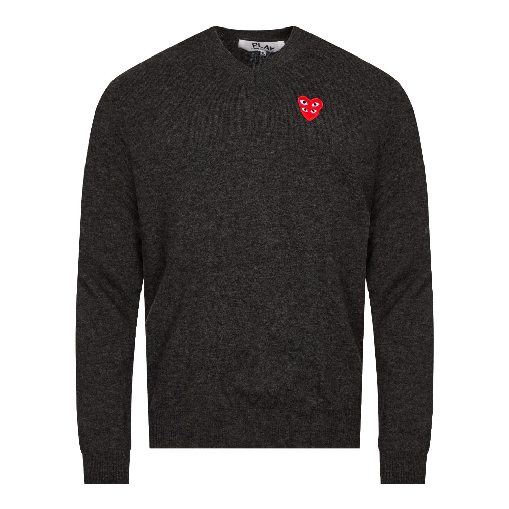 Comme Des Garcons Play Knitted Jumper Heart Logo - Grey