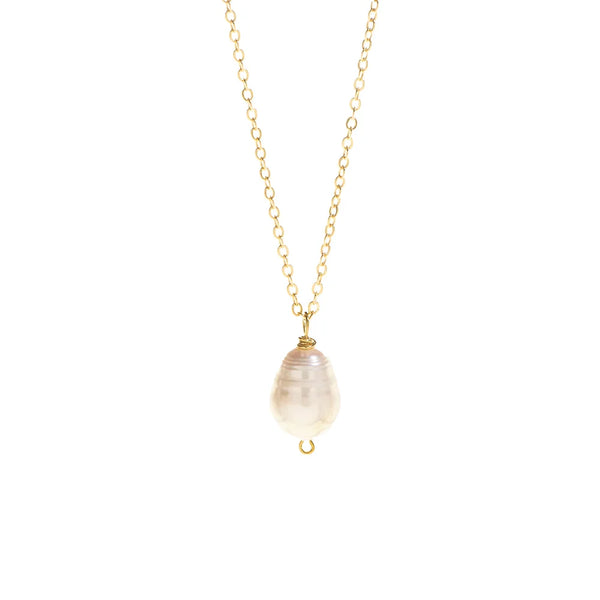justtradeuk Single Pearl Gold Necklace