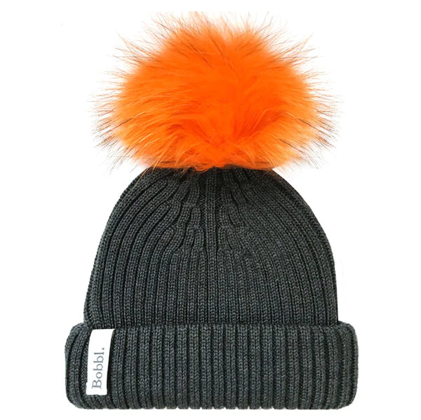 Bobbl. Classic Pompom Hat - Charcoal/Orange