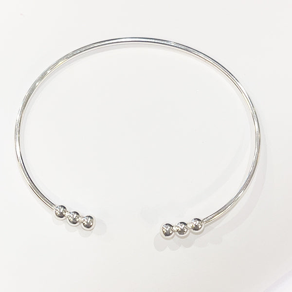 Annie Mundy Silver Bangle Three Ball Cuff Design