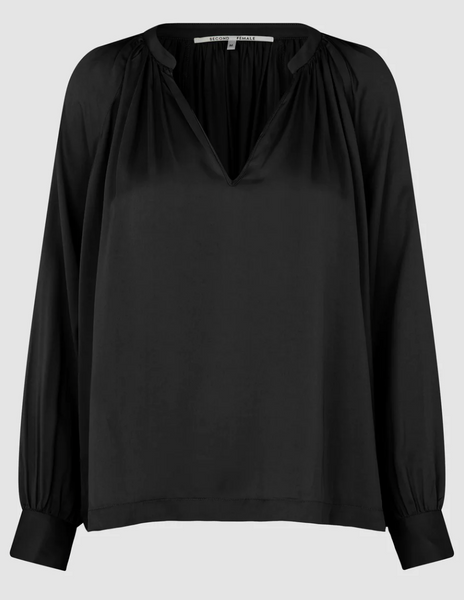 Second Female Drape Tunic Blouse In Black