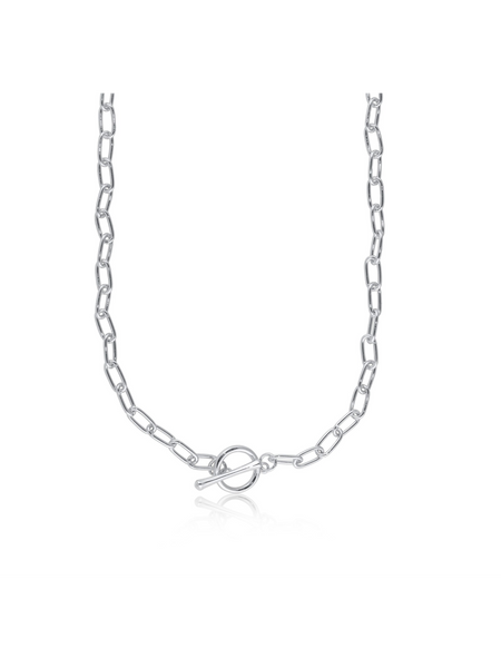 Big Metal Catherine Oval Links Chain Necklace - Silver