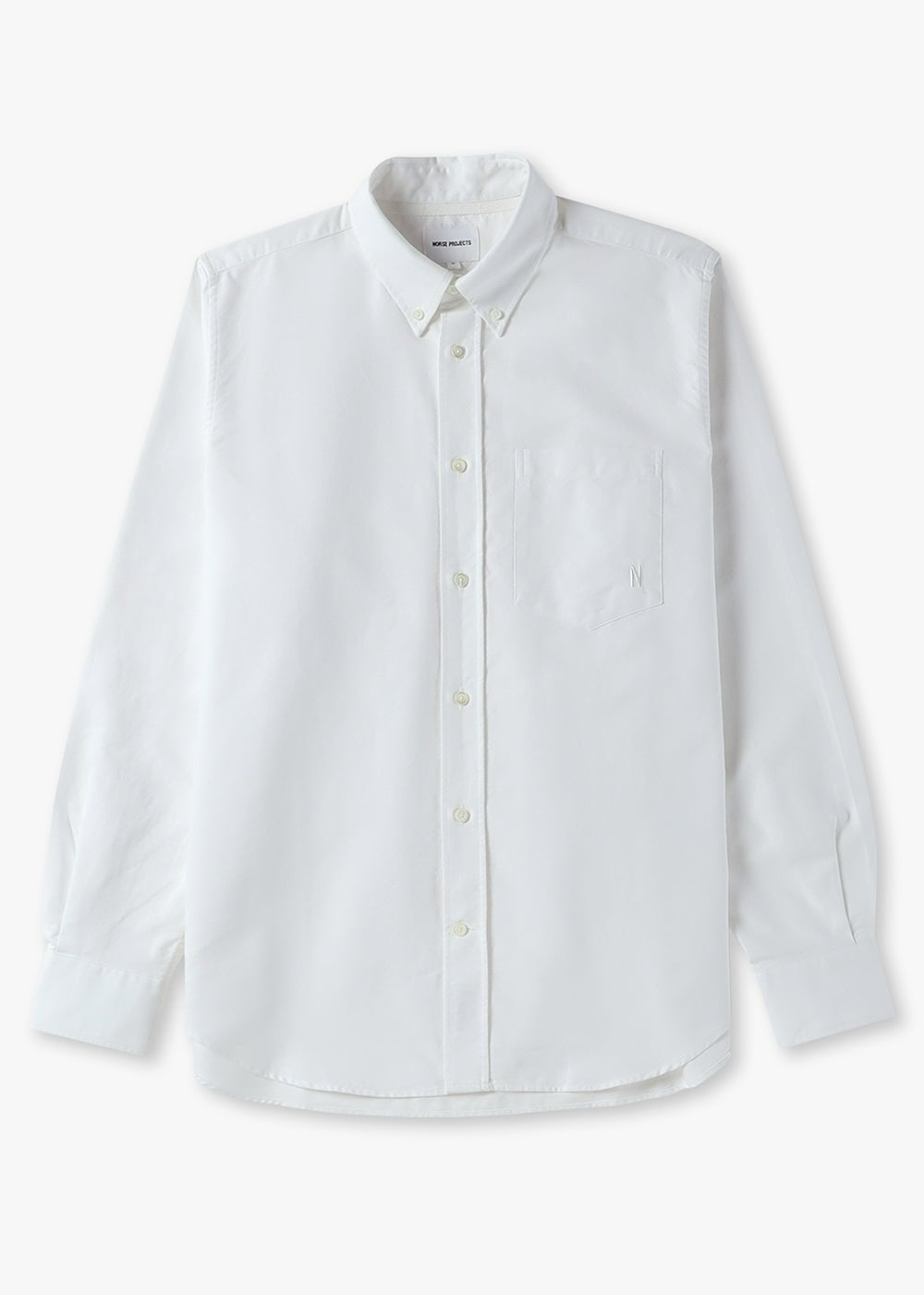 Norse Projects Mens Algot Relaxed Organic Oxford Monogram Shirt In White