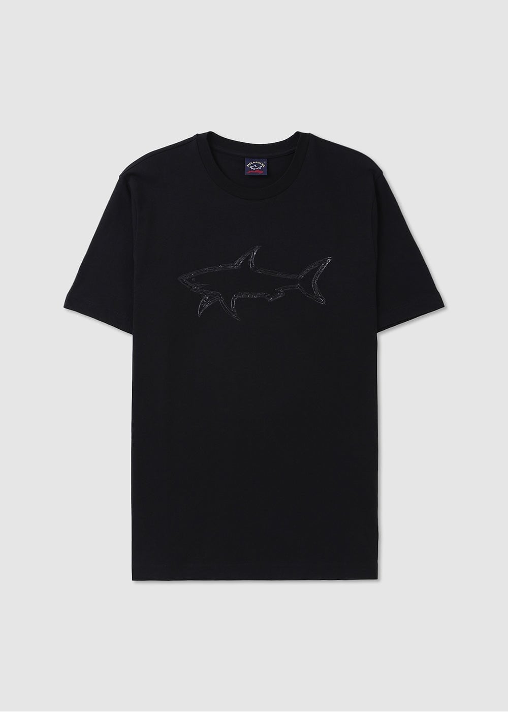 Paul & Shark Mens Stretch Cotton T-shirt With Shark Print In Black