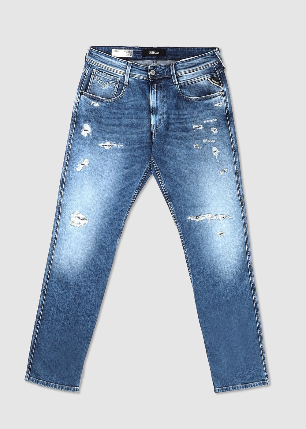Replay Mens Anbass 573 Bio Jeans In Blue