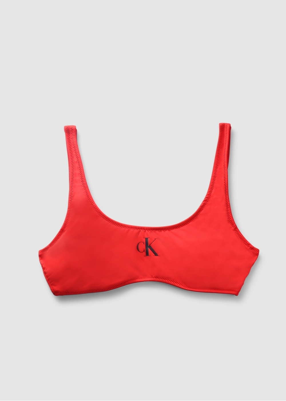 Calvin Klein Womens Logo Bralette Bikini Top In Cajun Red
