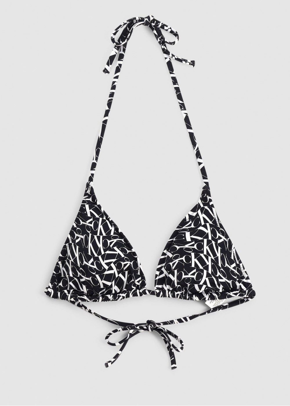 Calvin Klein Womens Warped Logo String Bikini Top In Warped Monogram Black