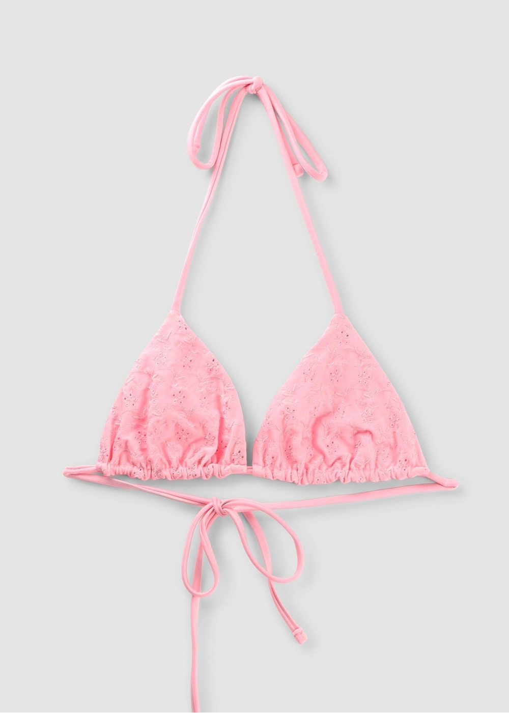 Frankies Bikinis  Womens Tia Eyelet String Bikini Top In Pink