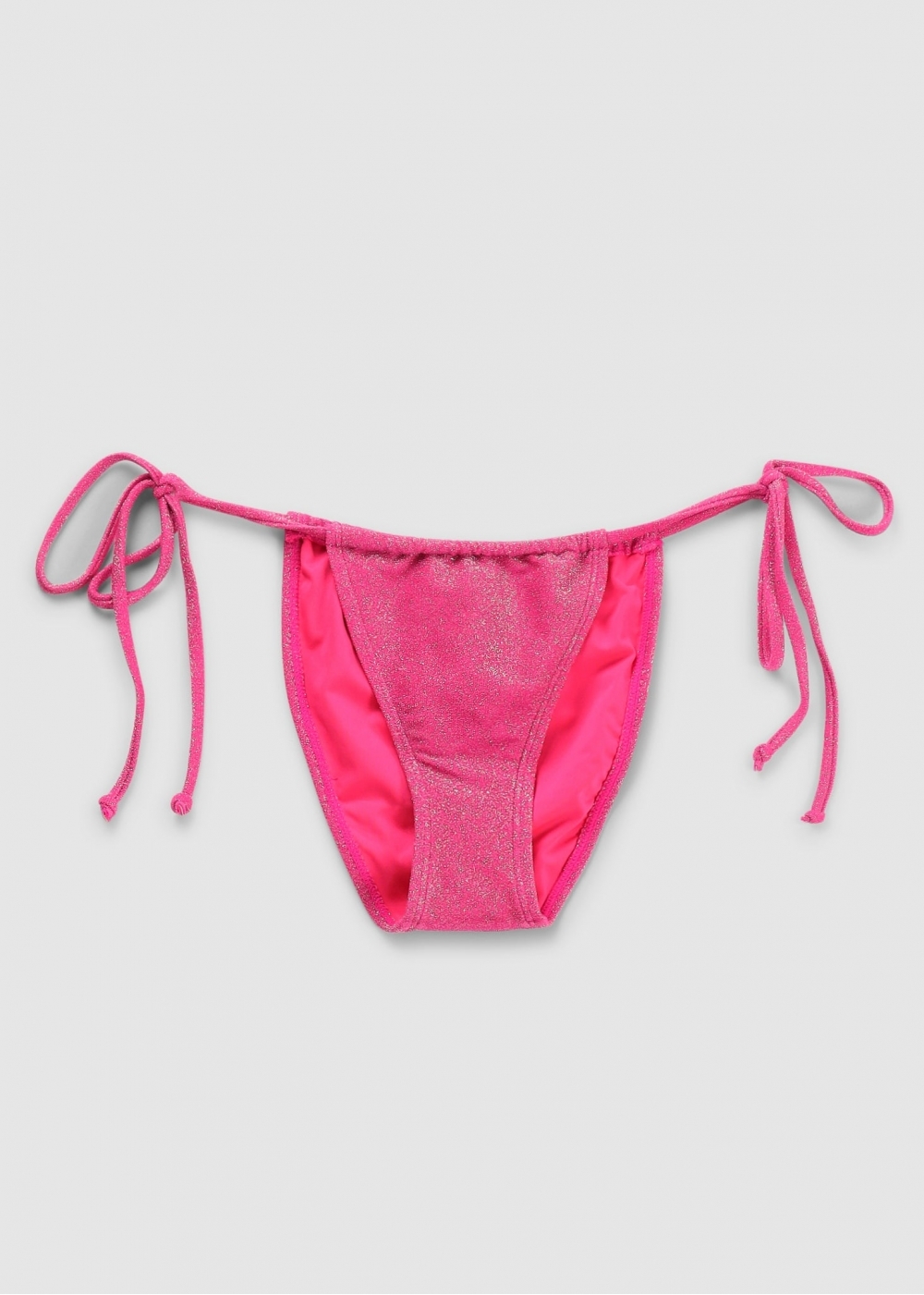 Good American Womens Sparkle Tiny Ties Bikini Bottom In Knockout Pink