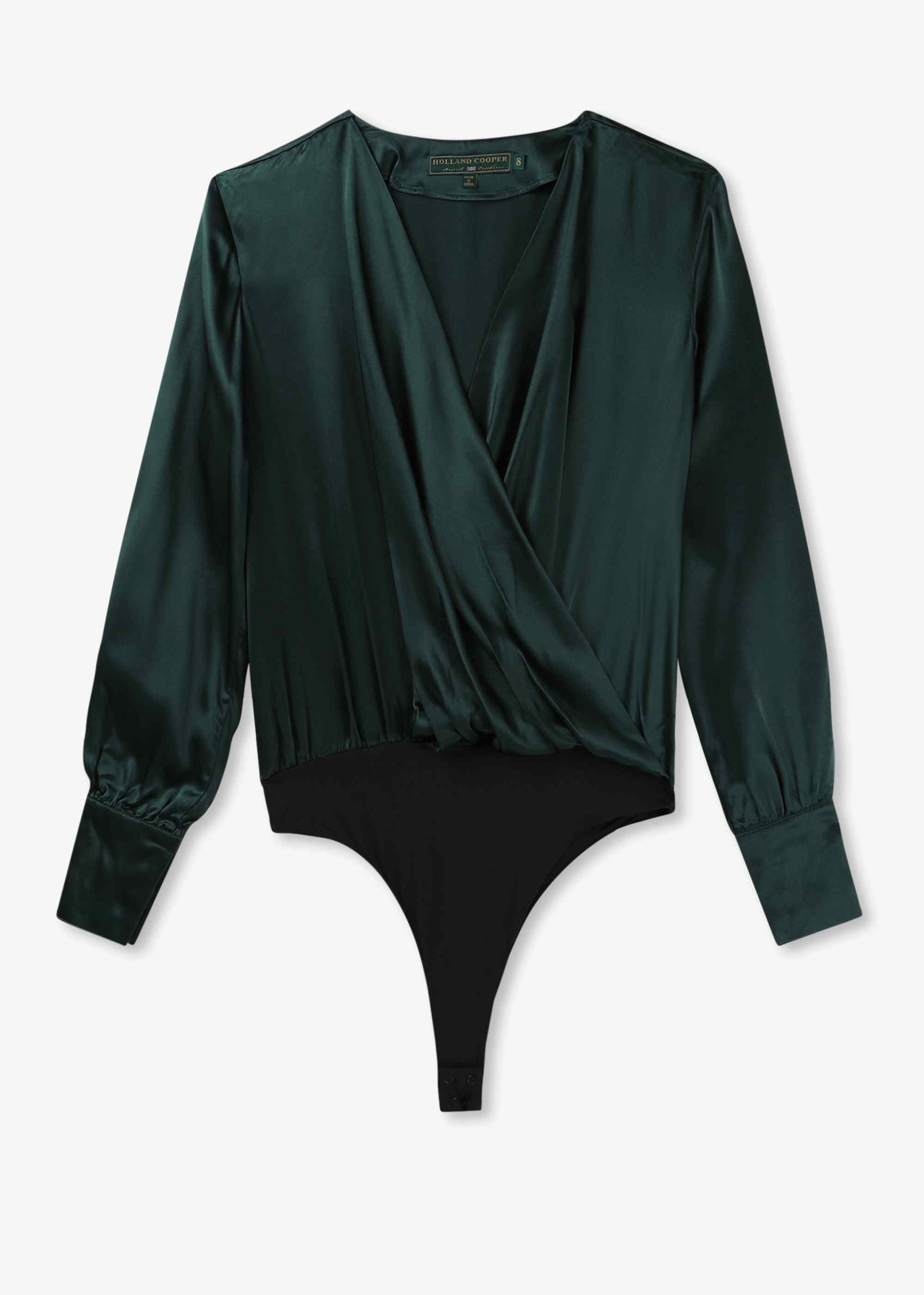 Holland Cooper Womens Silk Bodysuit In Emerald