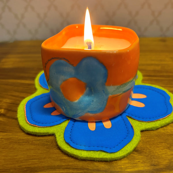 Lottie Mutton Ceramics Bright Orange Handmade Ceramic Scented Candle