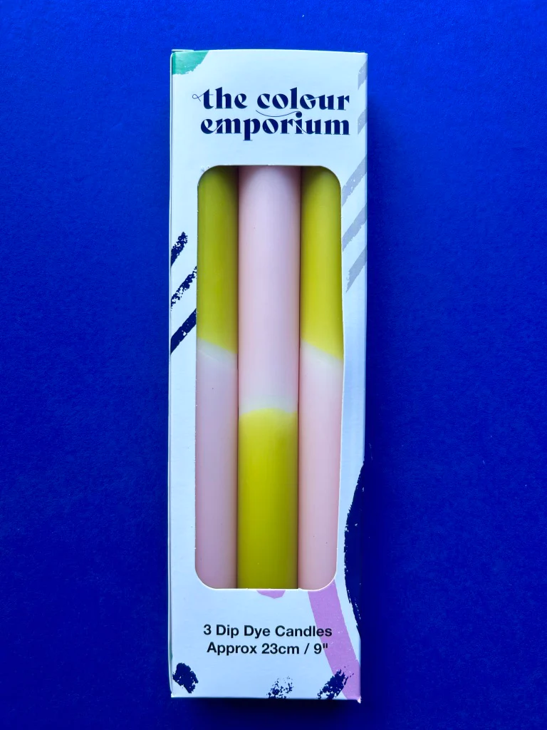 The Colour Emporium Olive Blush Dip Dye Dinner Candle Trio