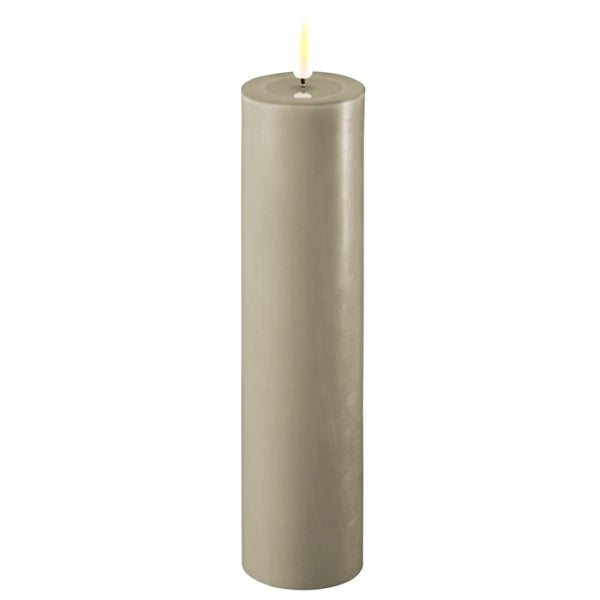 TUSKcollection Sand Grey Led Pillar Candle 5CM X 20CM